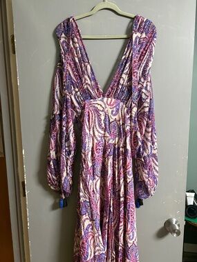 Free People Pink and Purple Paisley Maxi Dress